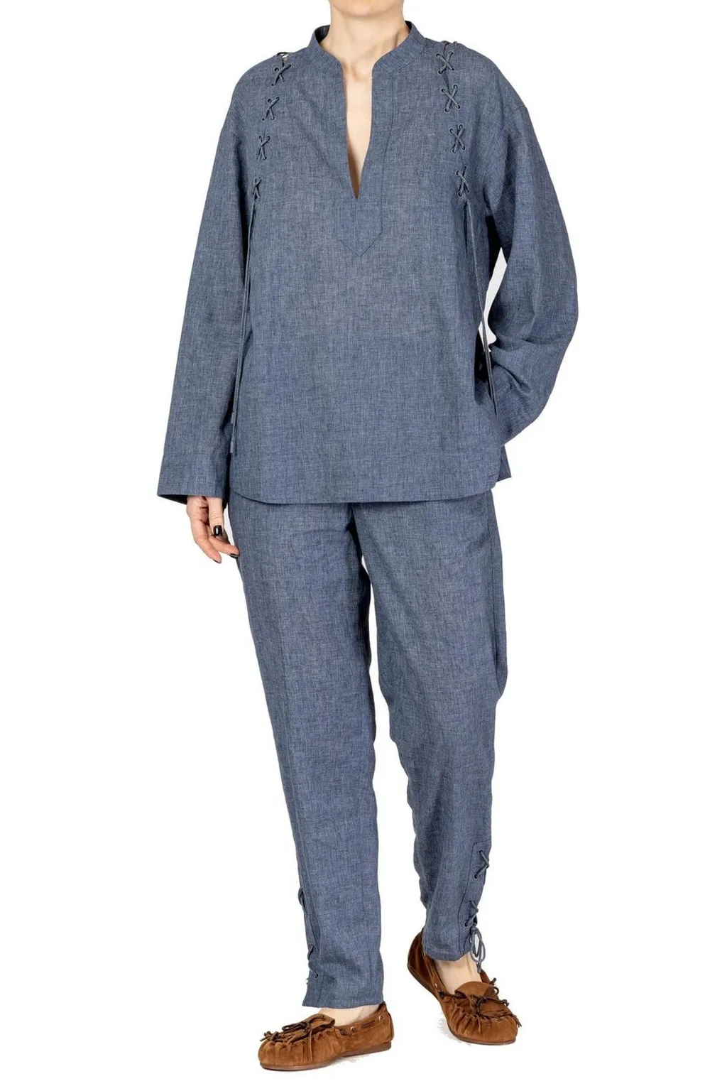 Tie Detailed Guru Collar Blouse