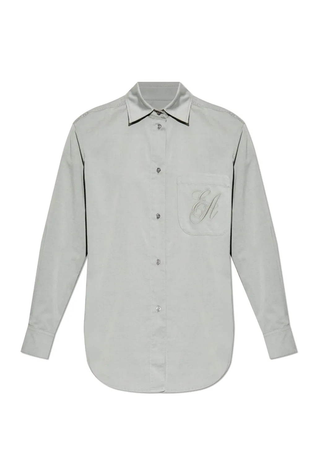 Logo Embroidered Long-Sleeved Shirt
