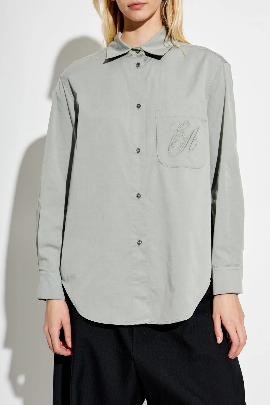 Logo Embroidered Long-Sleeved Shirt