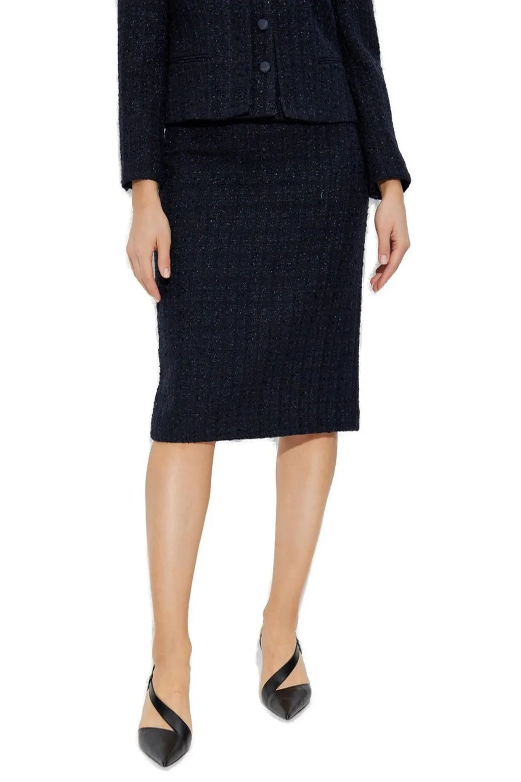 Straight Hem Tweed Pencil Skirt