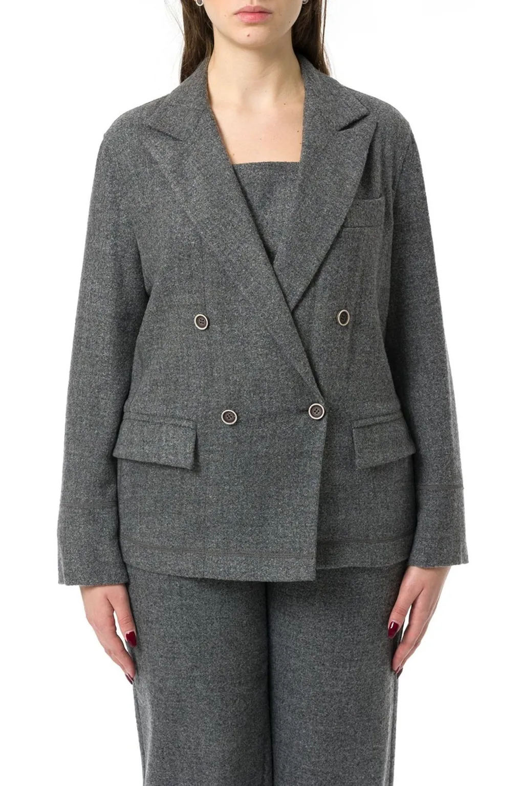 Double-Breasted Straight Hem Blazer
