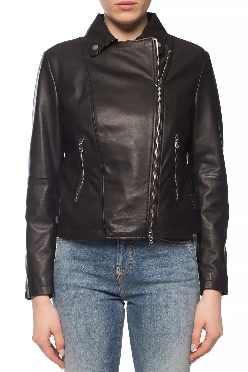 Long-Sleeved Zipped Biker Jacket
