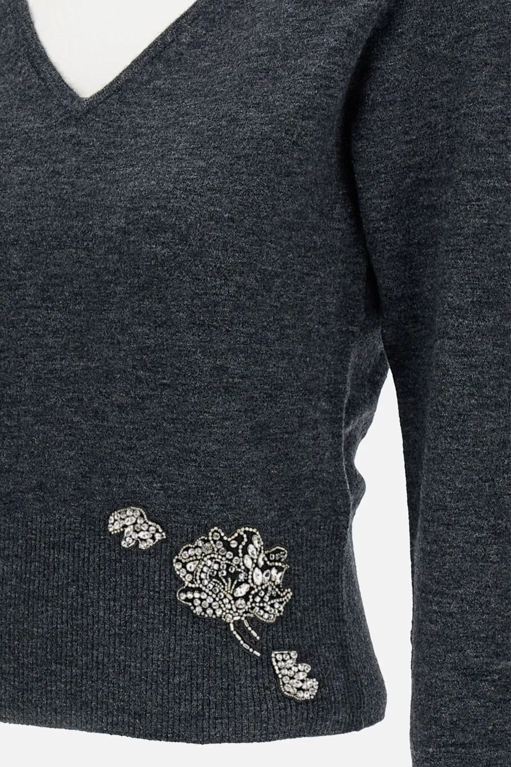 Flower Embroidered Cropped Cardigan