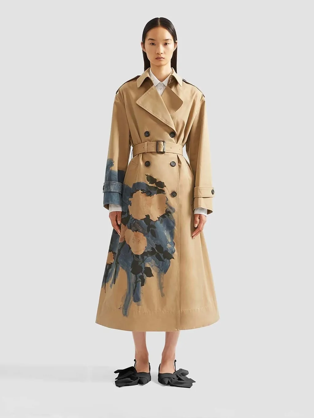 Brushstroke Cotton Twill Trench Coat
