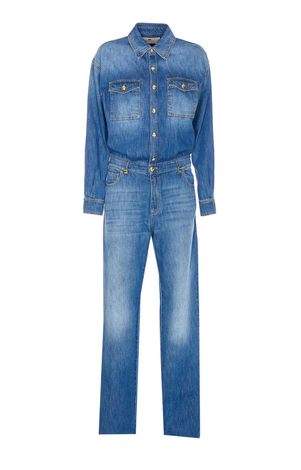 Logo Detail Denim Jumpsuit