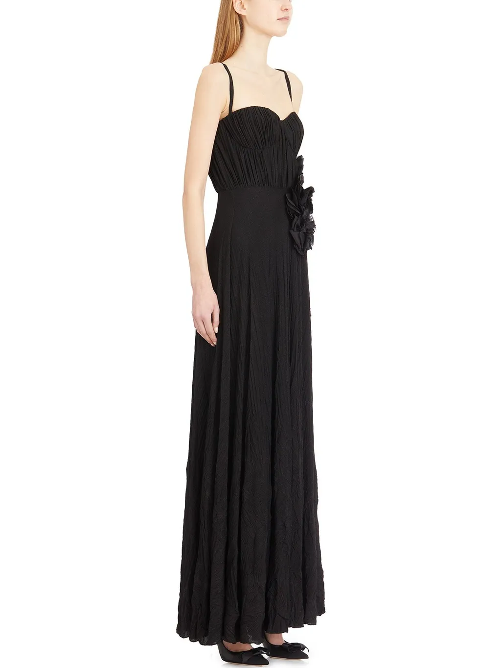 Embroidered Flower Red Carpet Dress