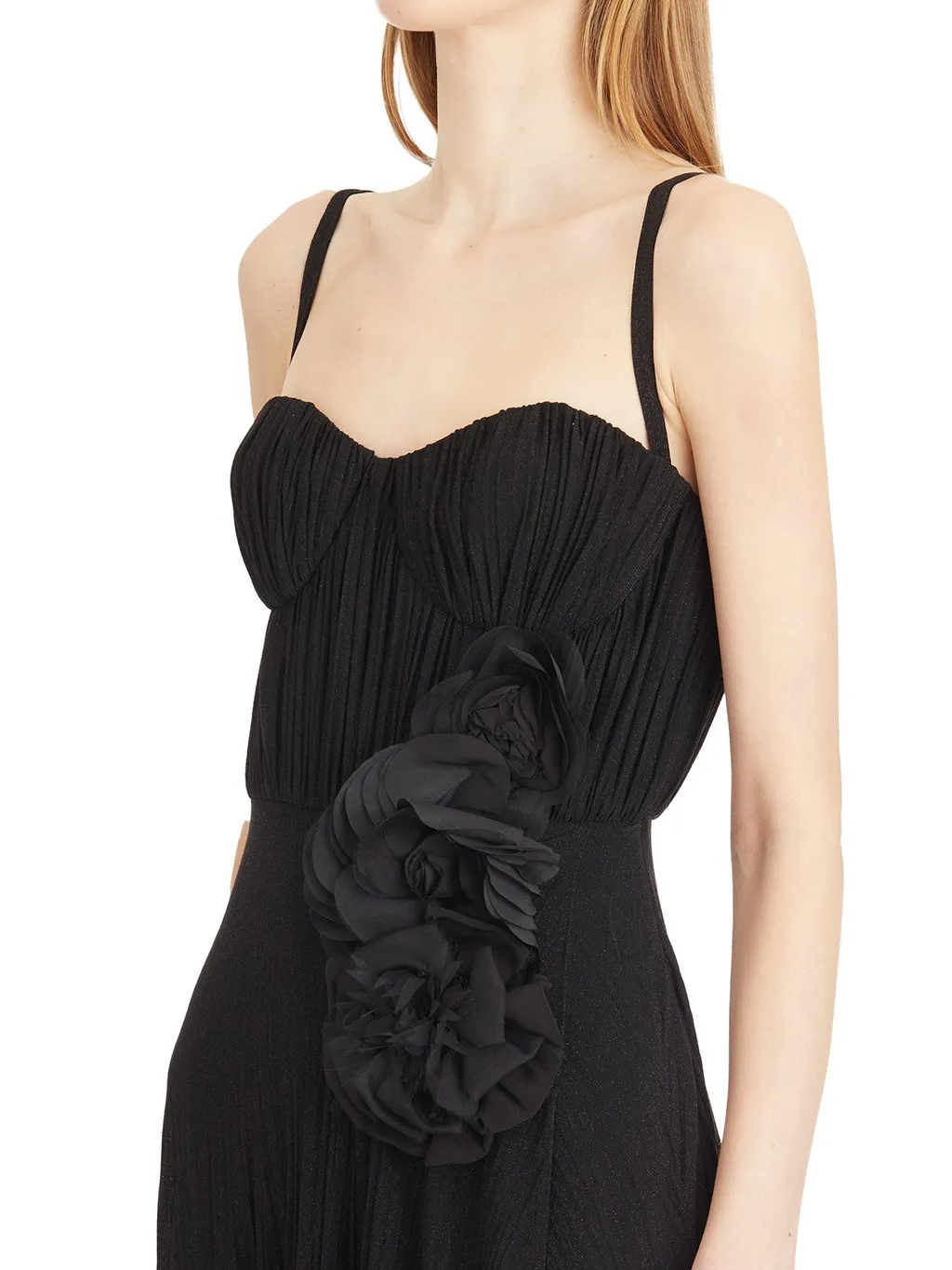 Embroidered Flower Red Carpet Dress