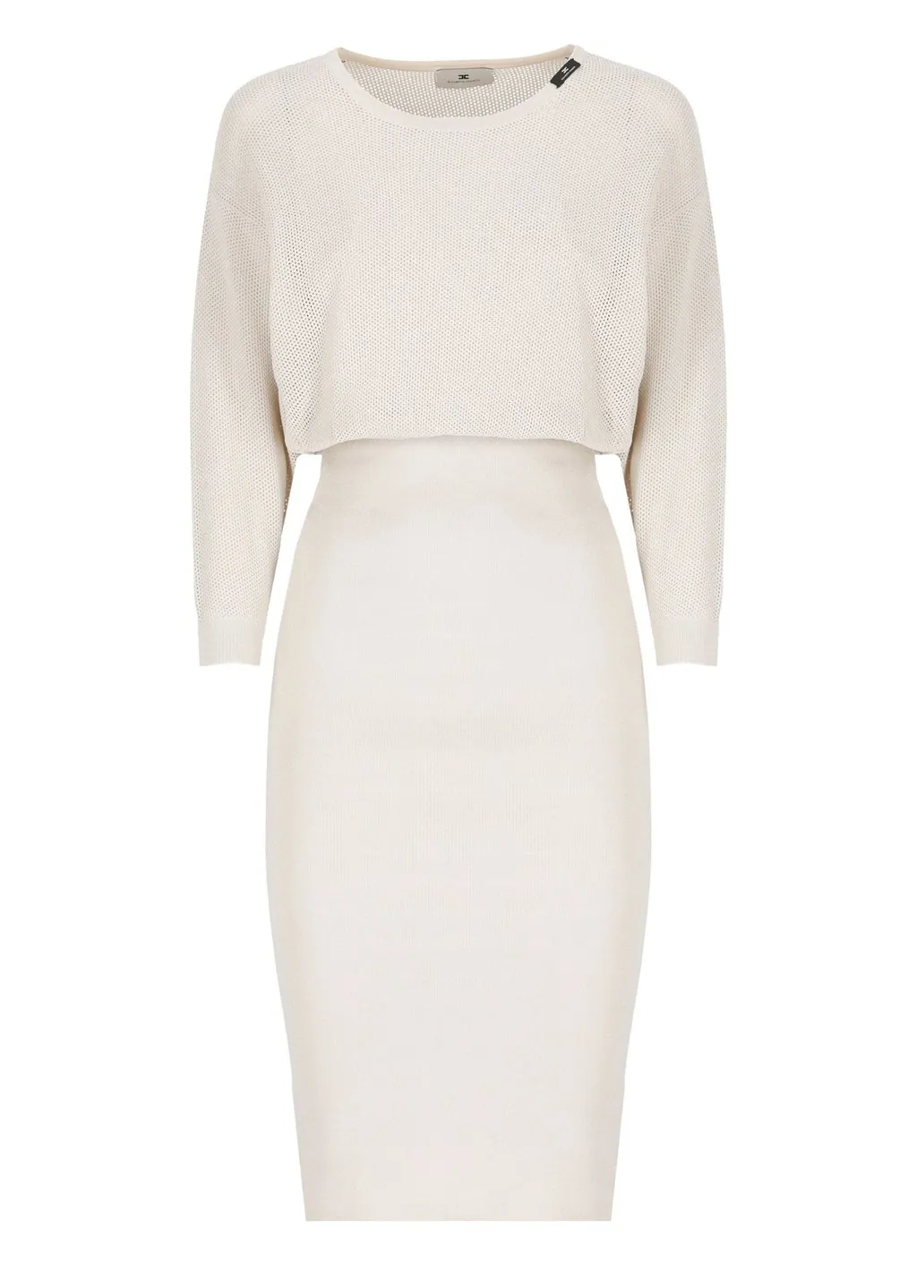 Perforated Pattern Knitted Midi Dress