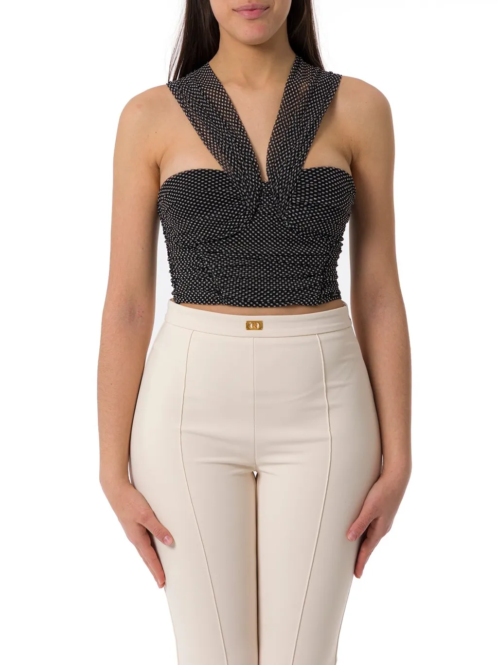 Polka Dot Printed Tulle Top