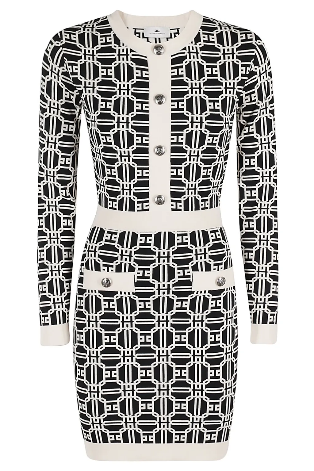 Logo-Jacquard Long-Sleeved Mini Dress