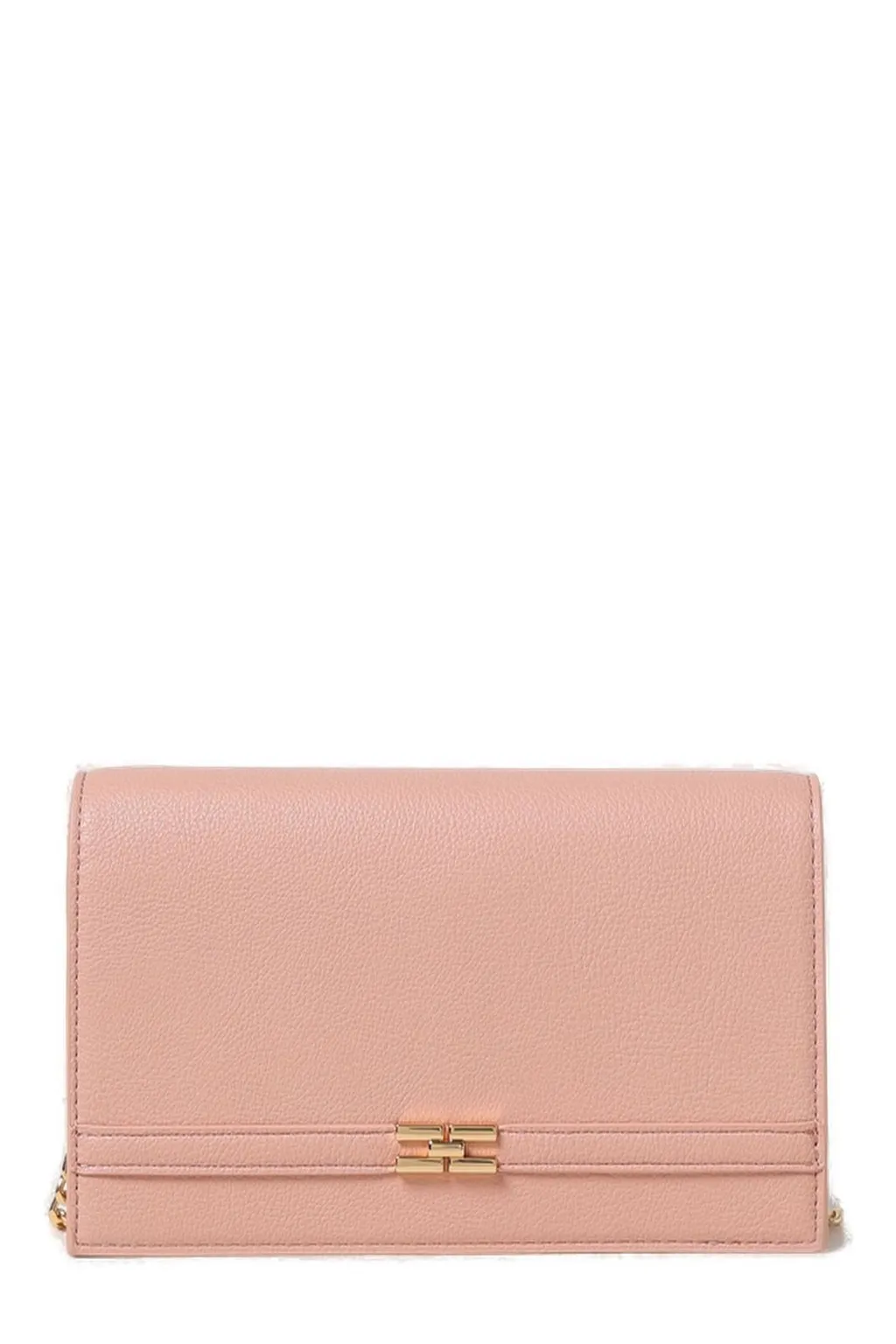 Logo Plaque Chain Linked Clutch Bag