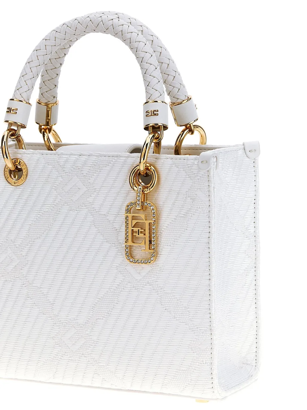 Charm Detailed Jacquard Small Tote Bag