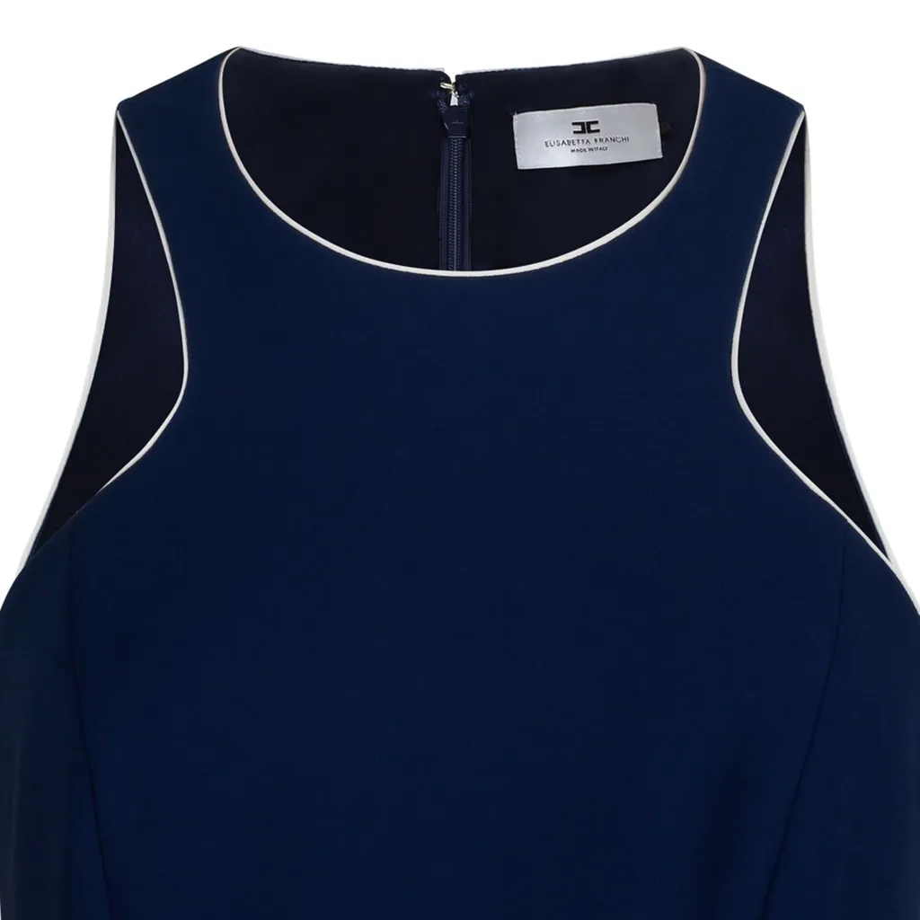 Contrasted Belt CrÊPe Dress