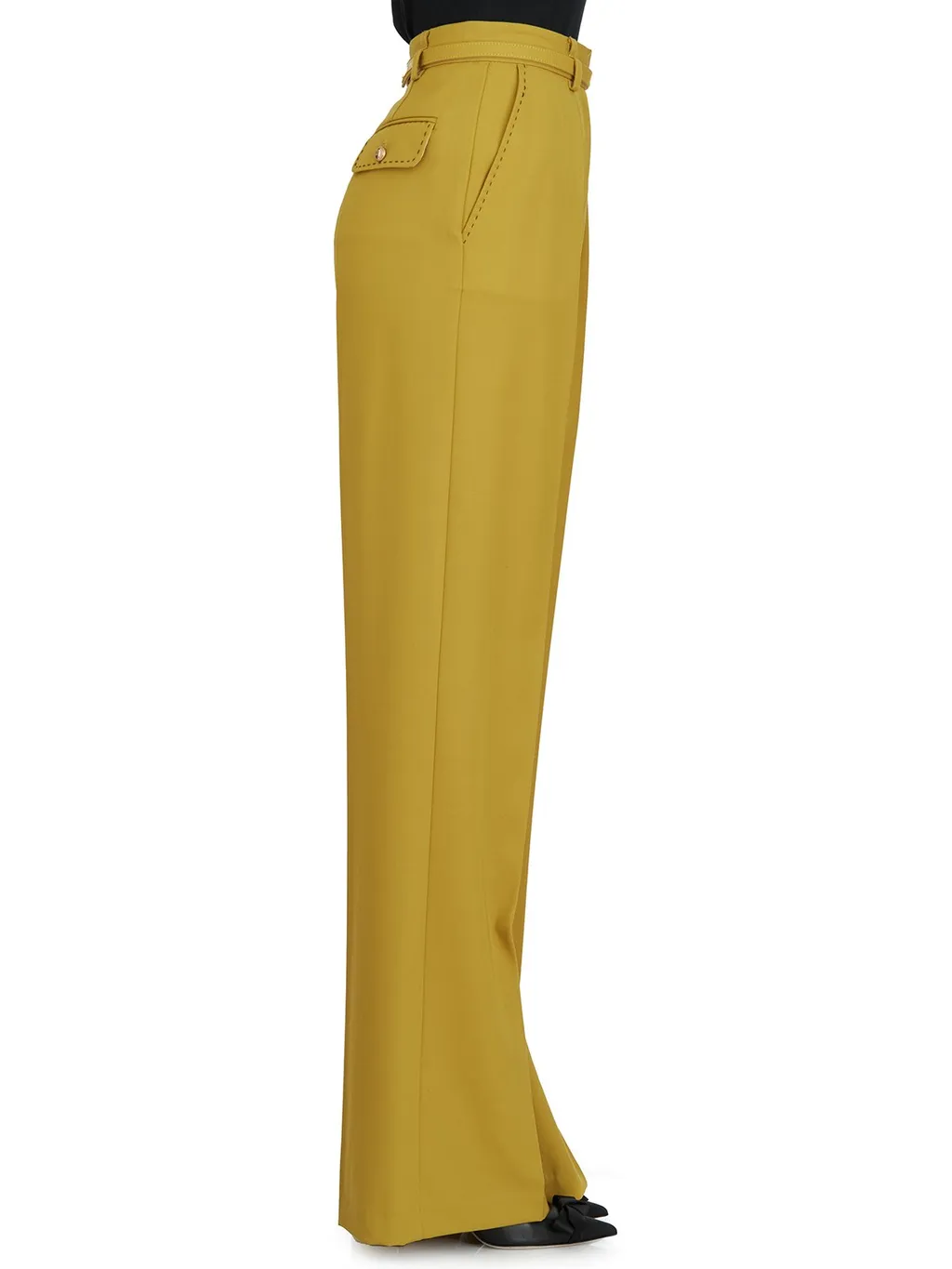 Contrast Topstitched Cool Trousers