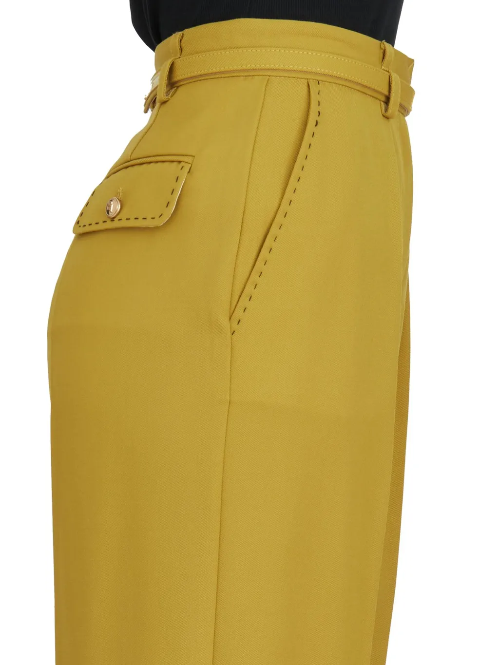 Contrast Topstitched Cool Trousers