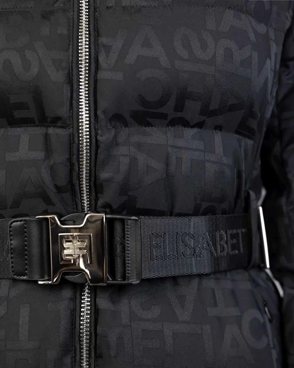 Logo Jacquard Long Down Jacket
