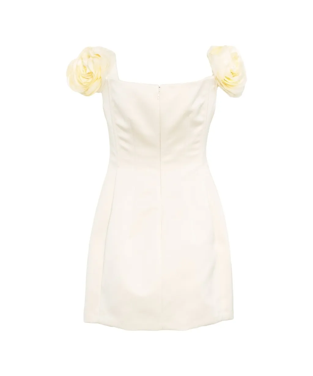 Applied Flowers Duchesse Satin Dress