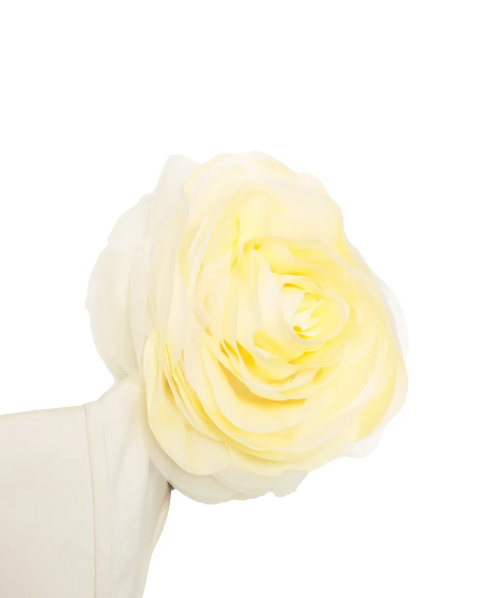 Applied Flowers Duchesse Satin Dress