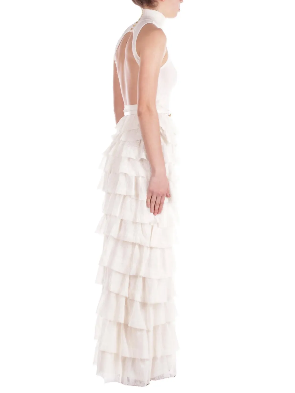 Flounces Detailed Red Carpet Knit Dress