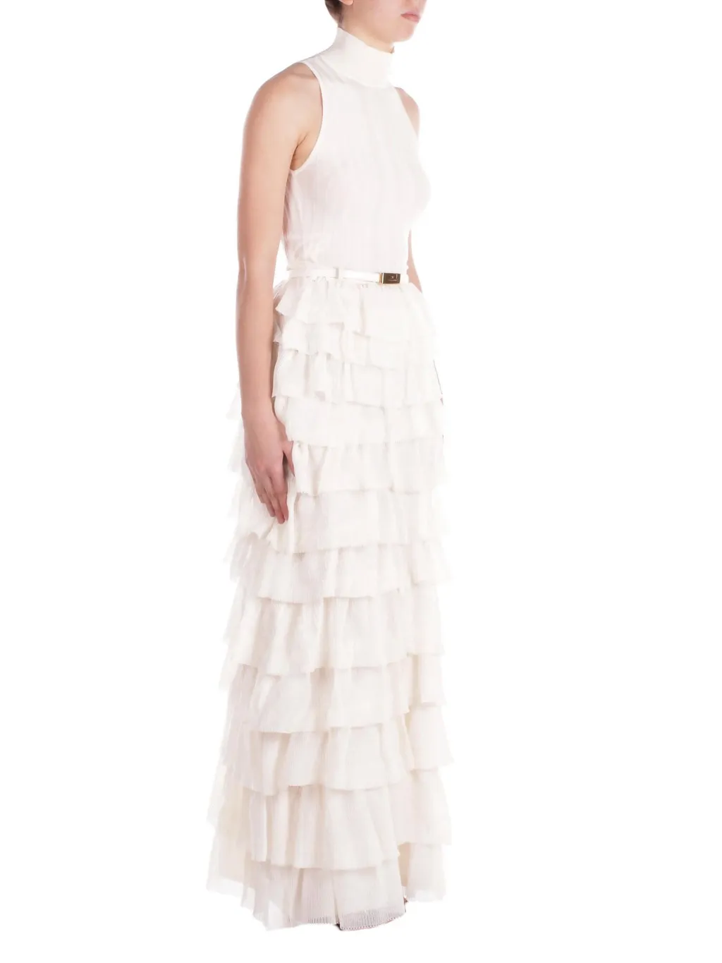 Flounces Detailed Red Carpet Knit Dress