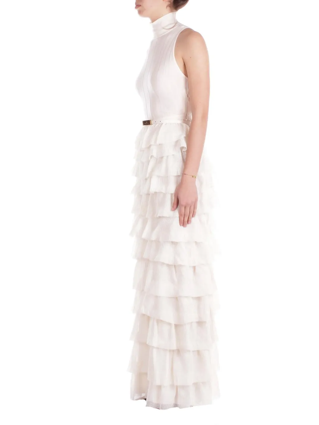 Flounces Detailed Red Carpet Knit Dress