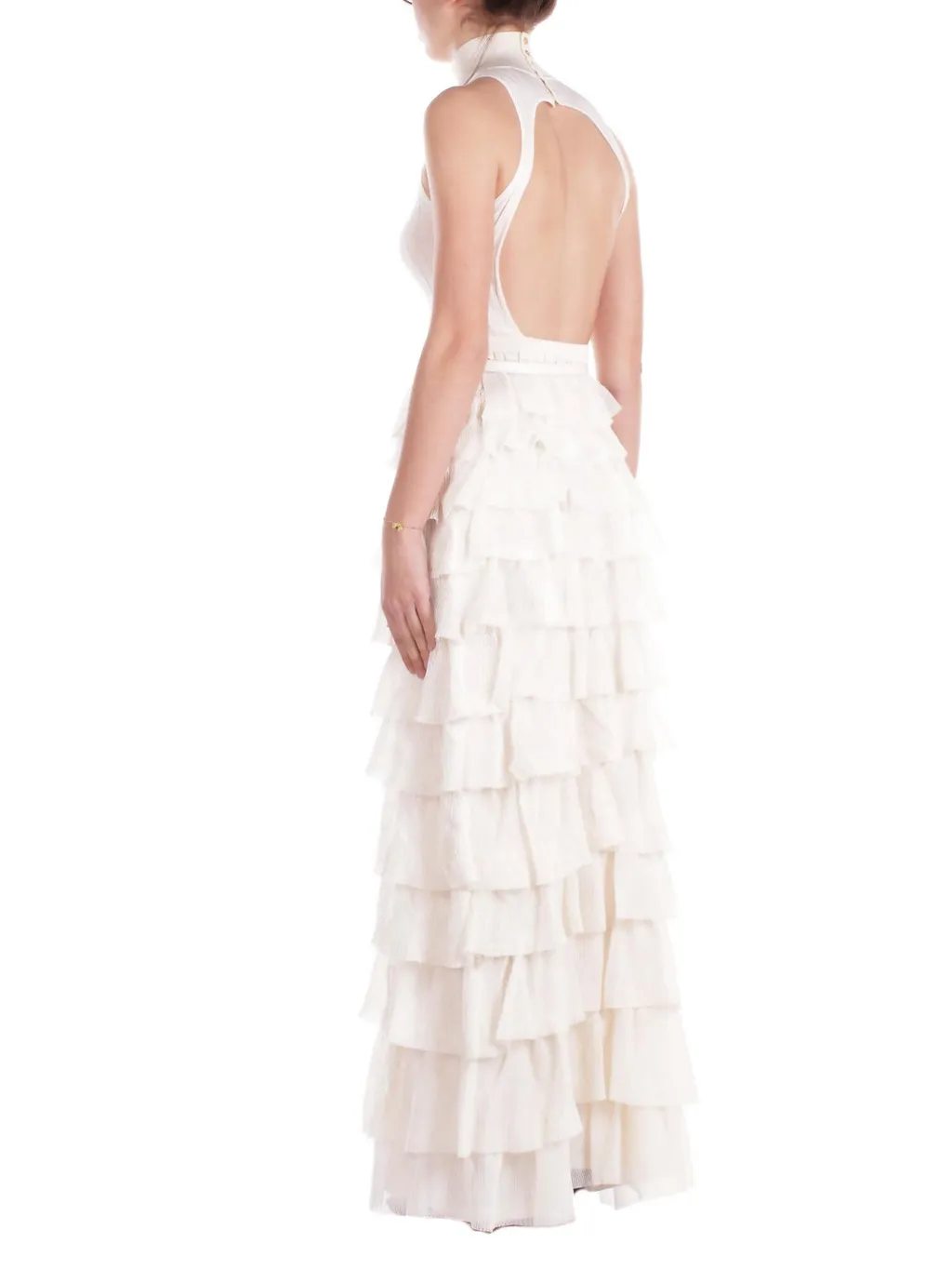 Flounces Detailed Red Carpet Knit Dress