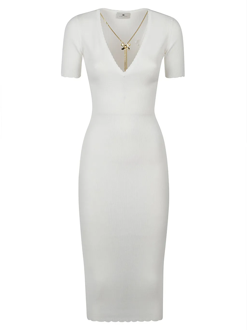 Necklace Embellished Ribbed Dress