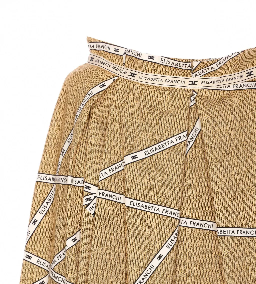 Logo Printed Pleated Midi Skirt