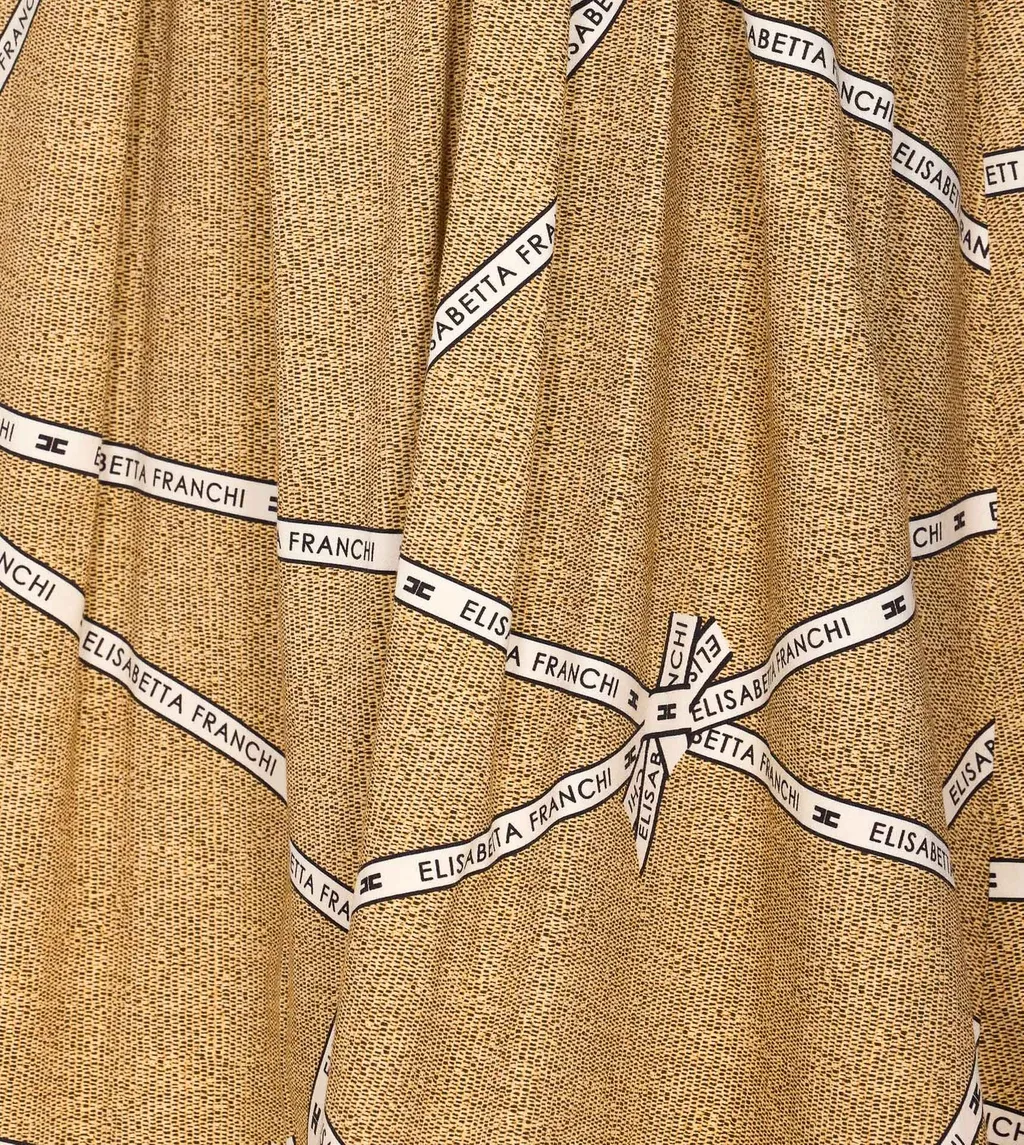 Logo Printed Pleated Midi Skirt
