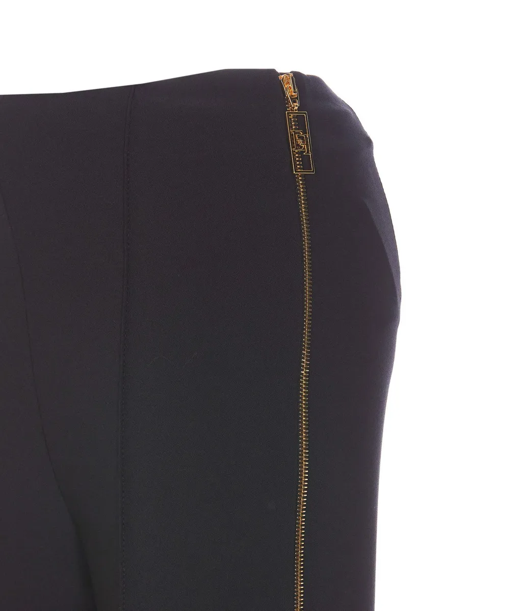 Stretch Crepe Zip-Detailed Straight Trousers