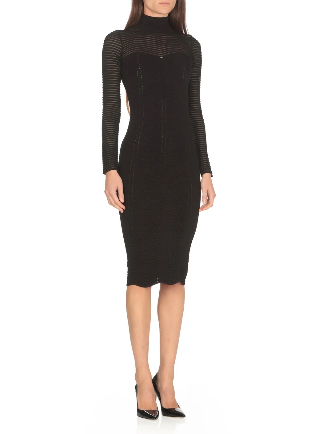 Herringbone Pattern Midi Dress