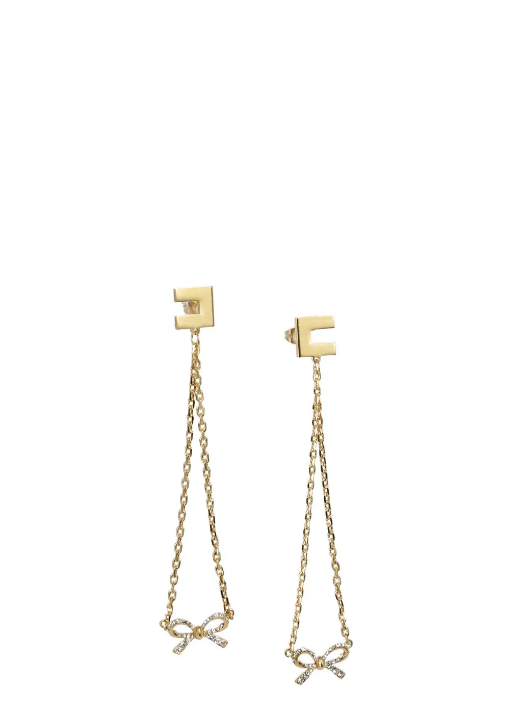 Rhinestone Bow Pendant Earrings