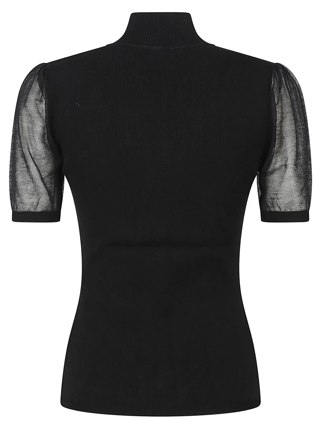 Transparency Detailed High-Collared Top