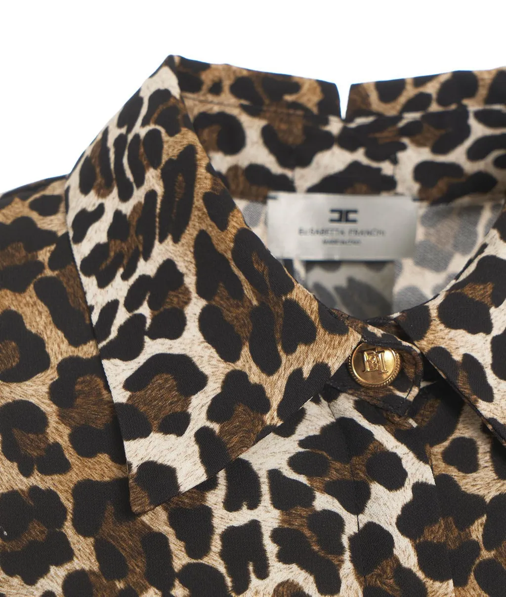 Ribbon Cuffs Animalier Printed Georgette Blouse