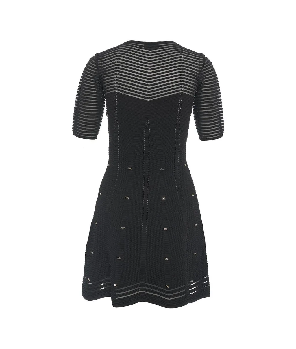 Herringbone Pattern Embellished Mini Dress