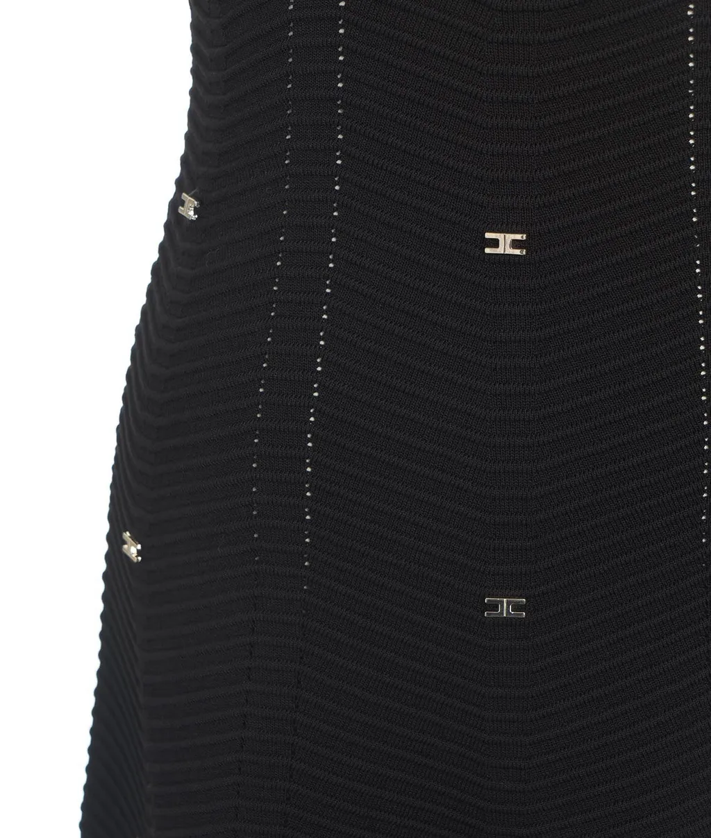 Herringbone Pattern Embellished Mini Dress