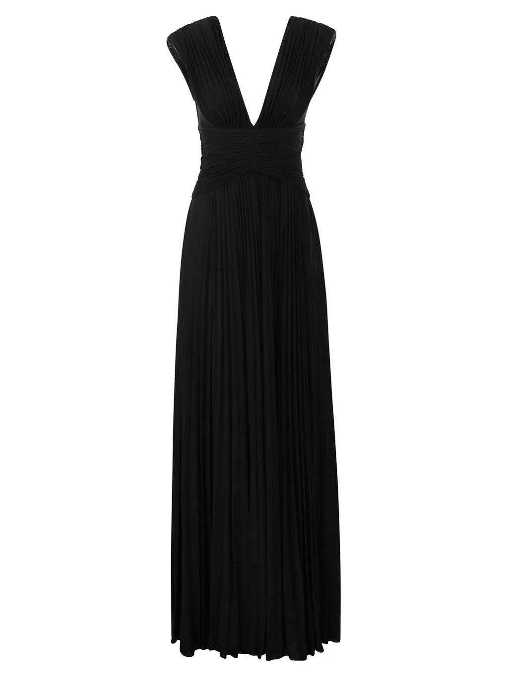 V-Neck Pleated Maxi Dress