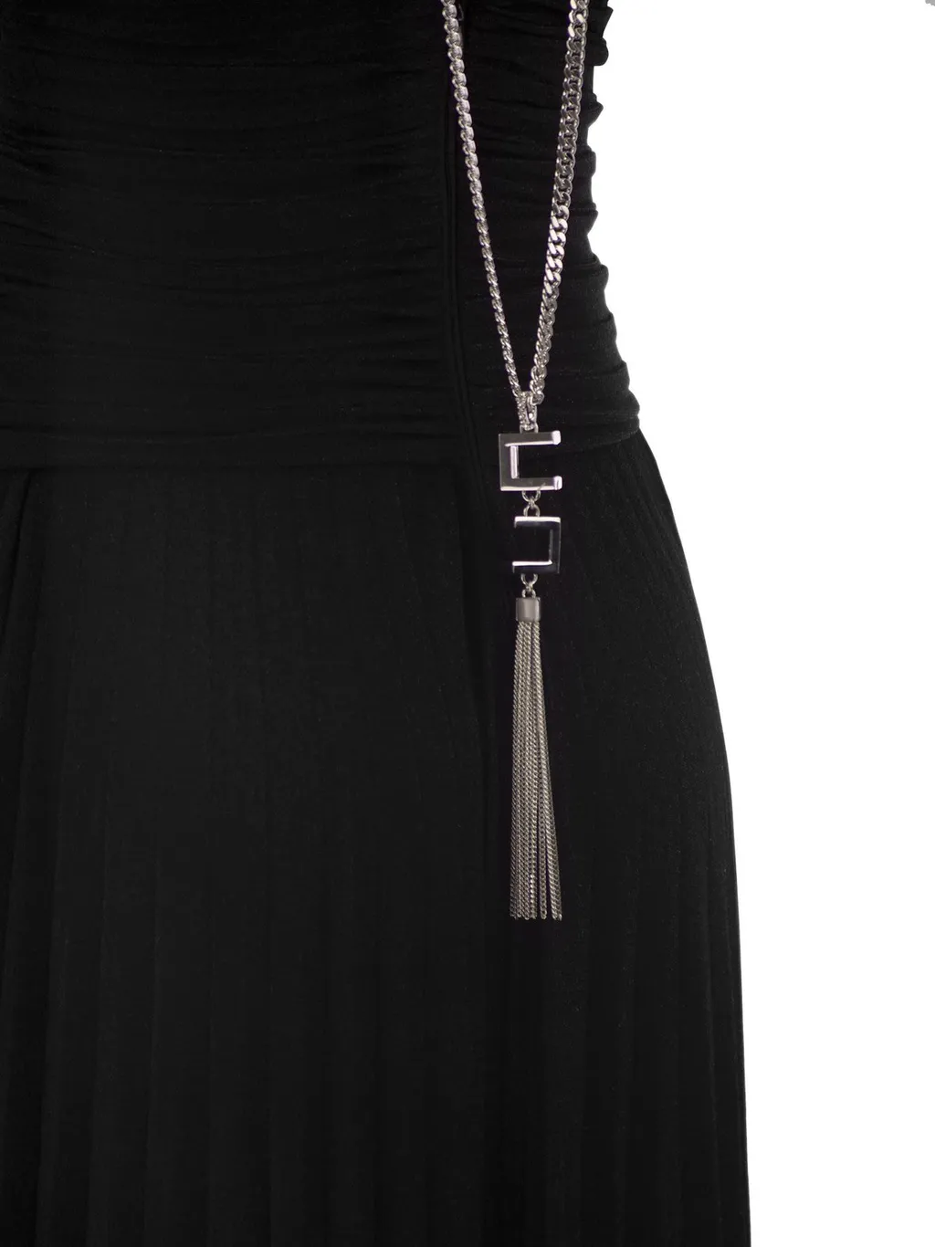 V-Neck Pleated Maxi Dress