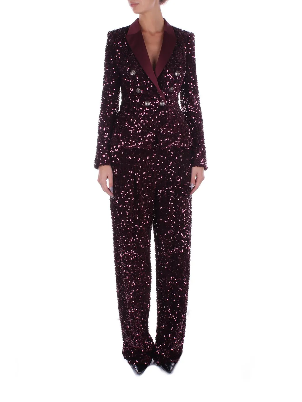 Sequin-Embroidered Chenille Trousers