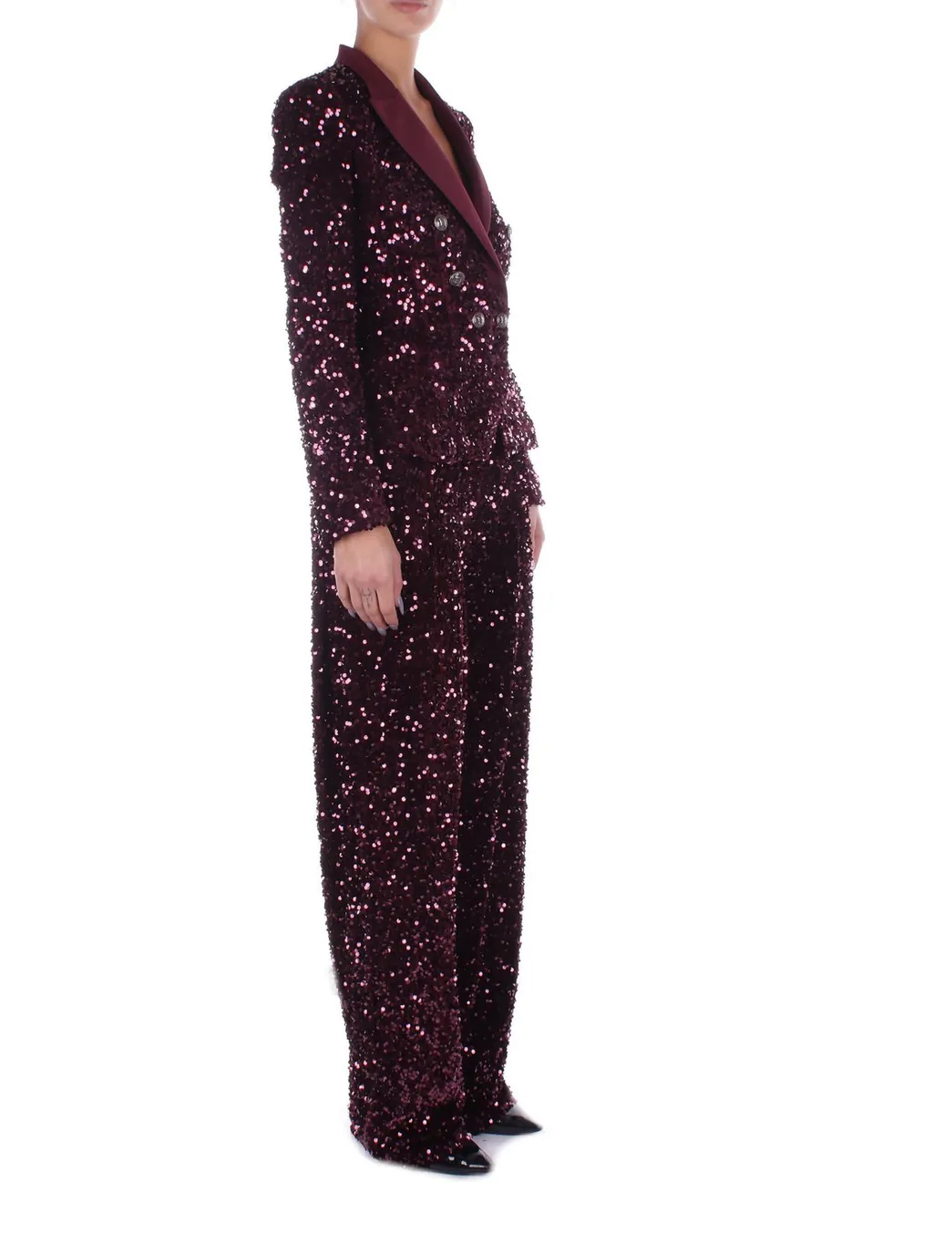 Sequin-Embroidered Chenille Trousers