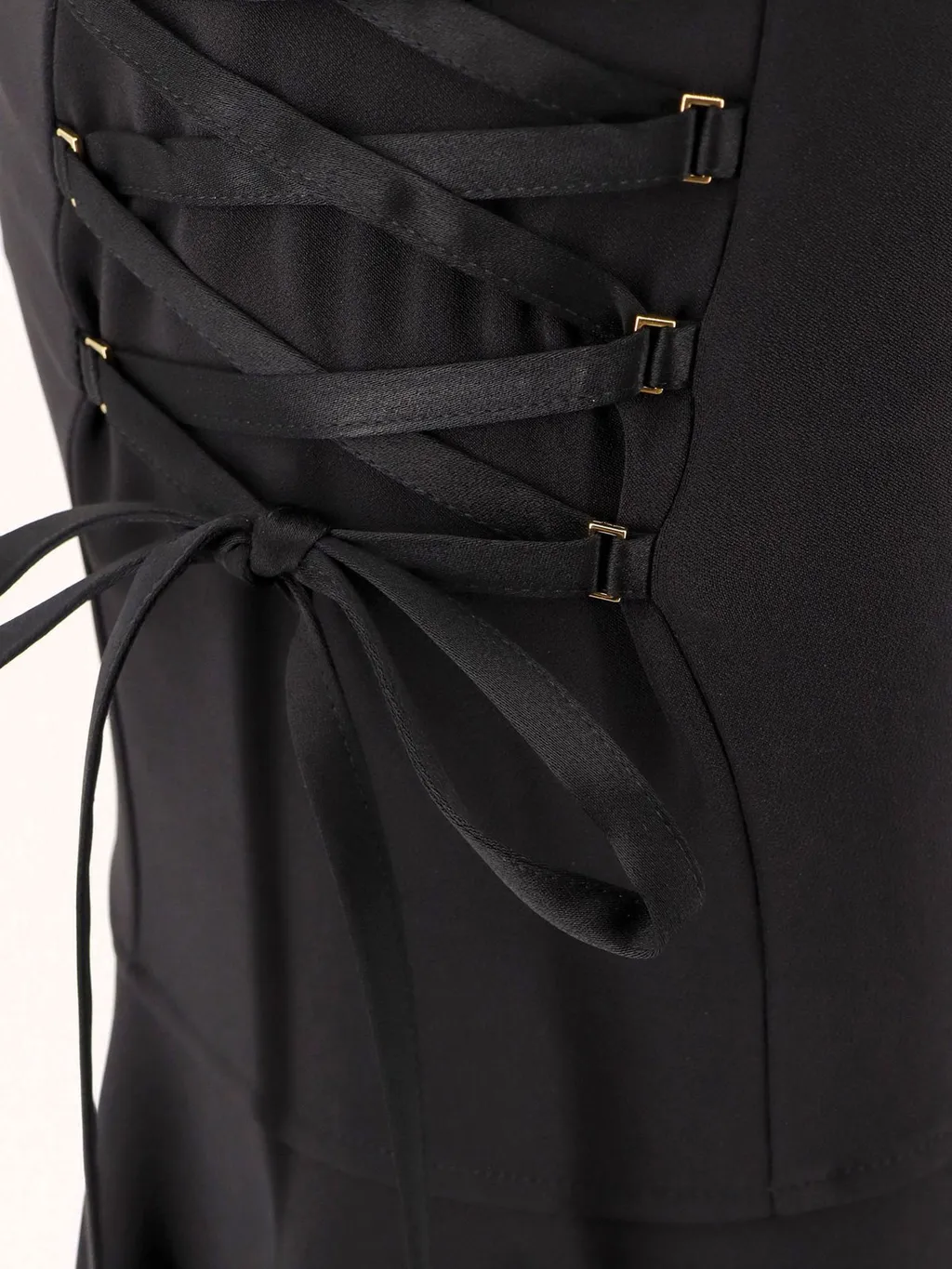 Criss-Cross Laced Crepe Asymmetric Miniskirt