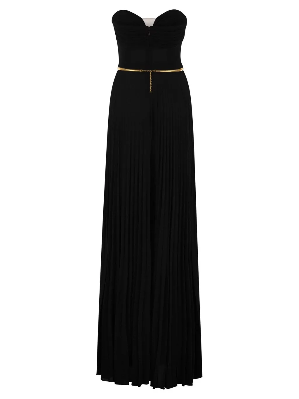 Pleated Belted Carpet Dress