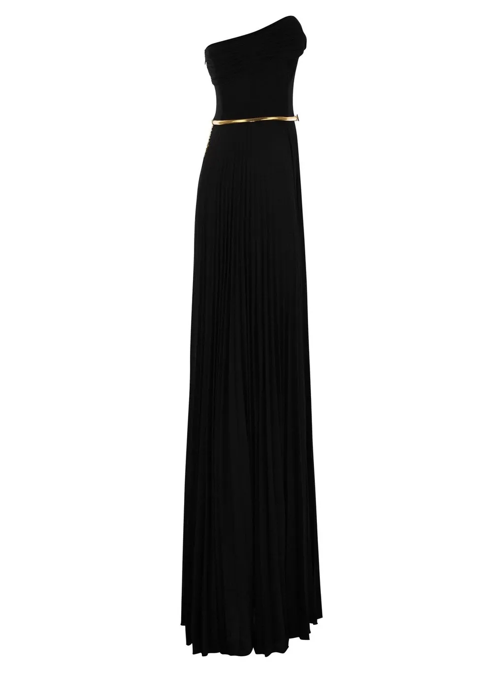 Pleated Belted Carpet Dress
