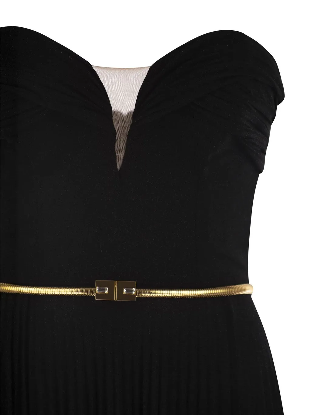Pleated Belted Carpet Dress