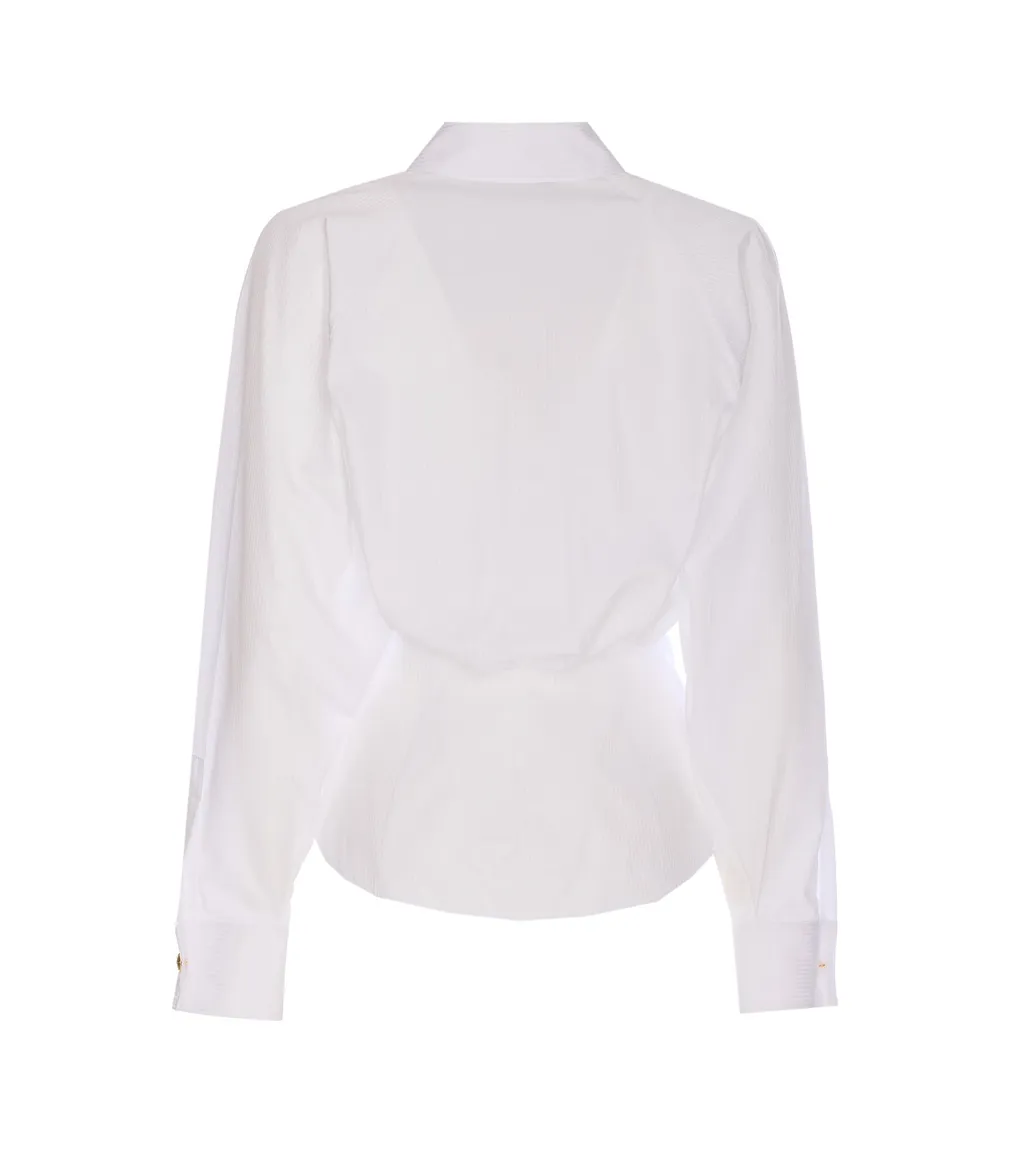 Brooch Detailed Striped Poplin Shirt