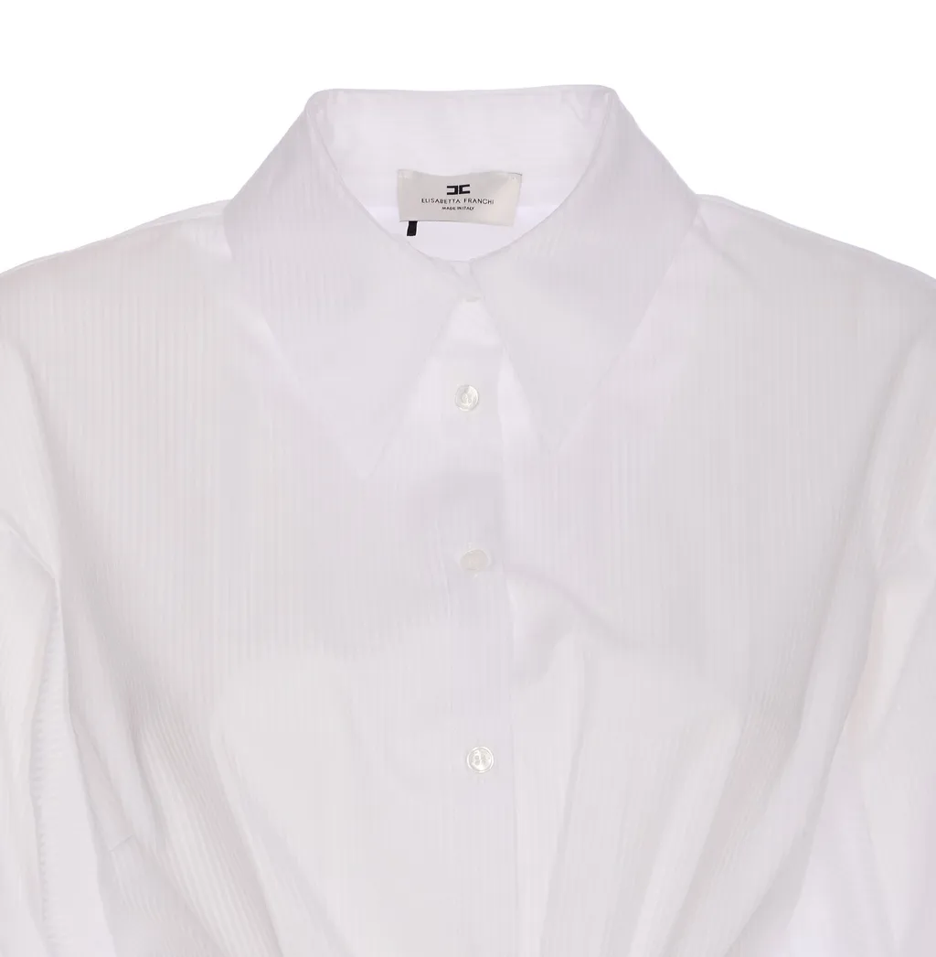 Brooch Detailed Striped Poplin Shirt