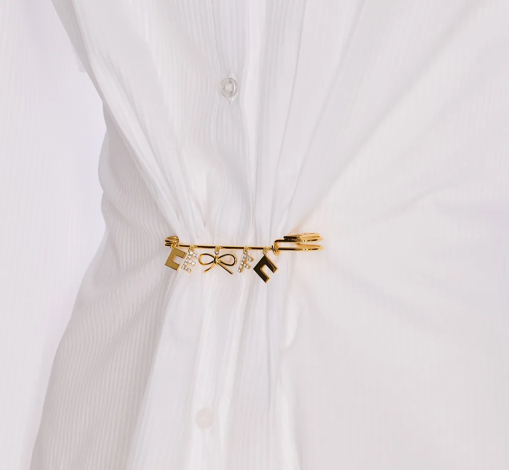 Brooch Detailed Striped Poplin Shirt