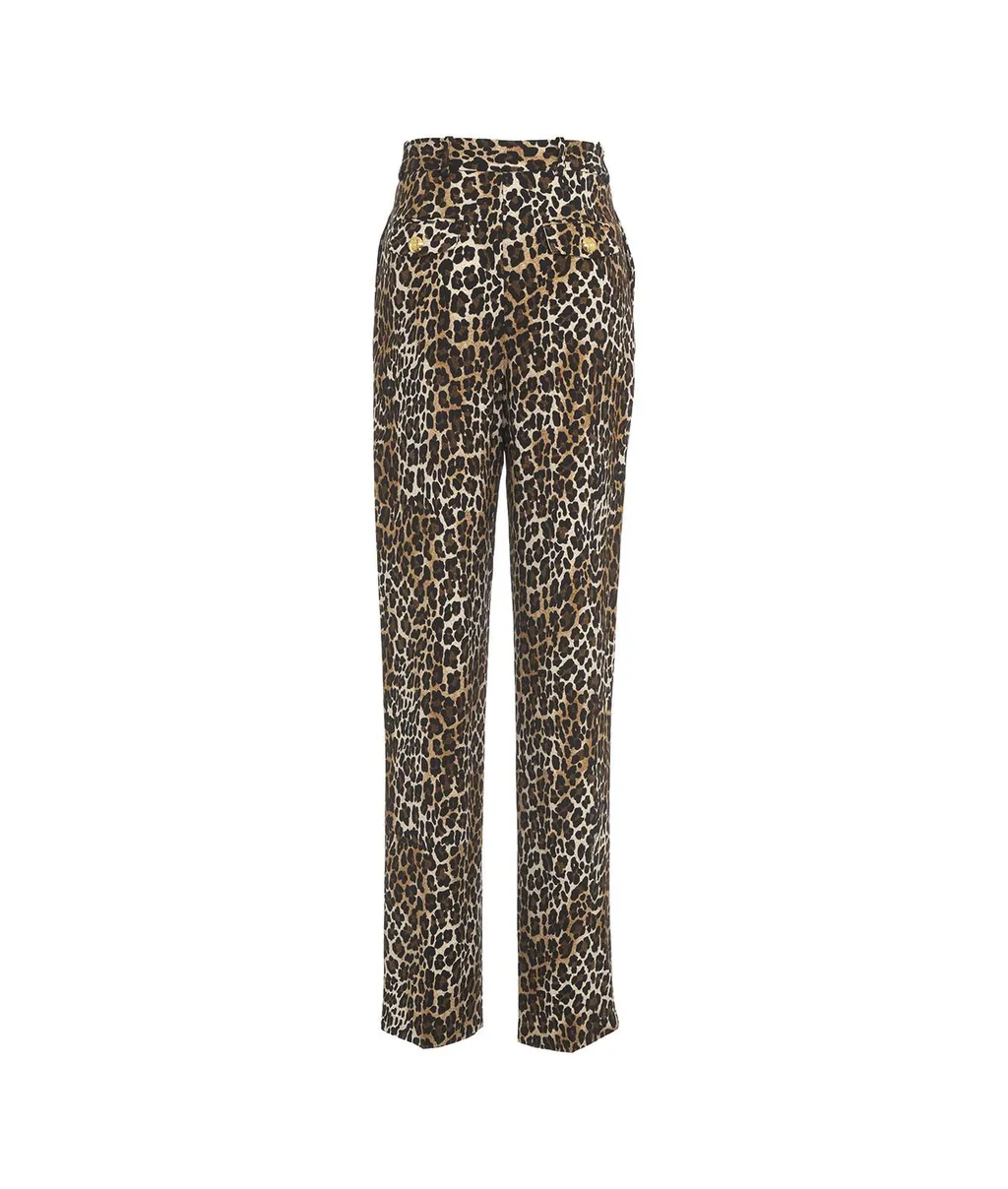 Double-Dart Animalier CrÊPe Straight Trousers