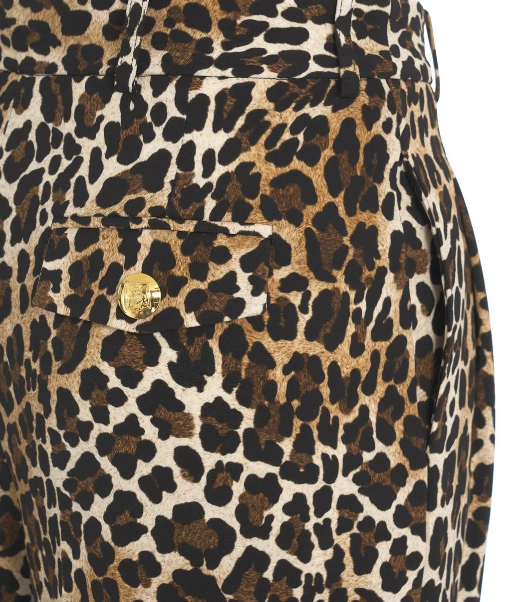 Double-Dart Animalier CrÊPe Straight Trousers