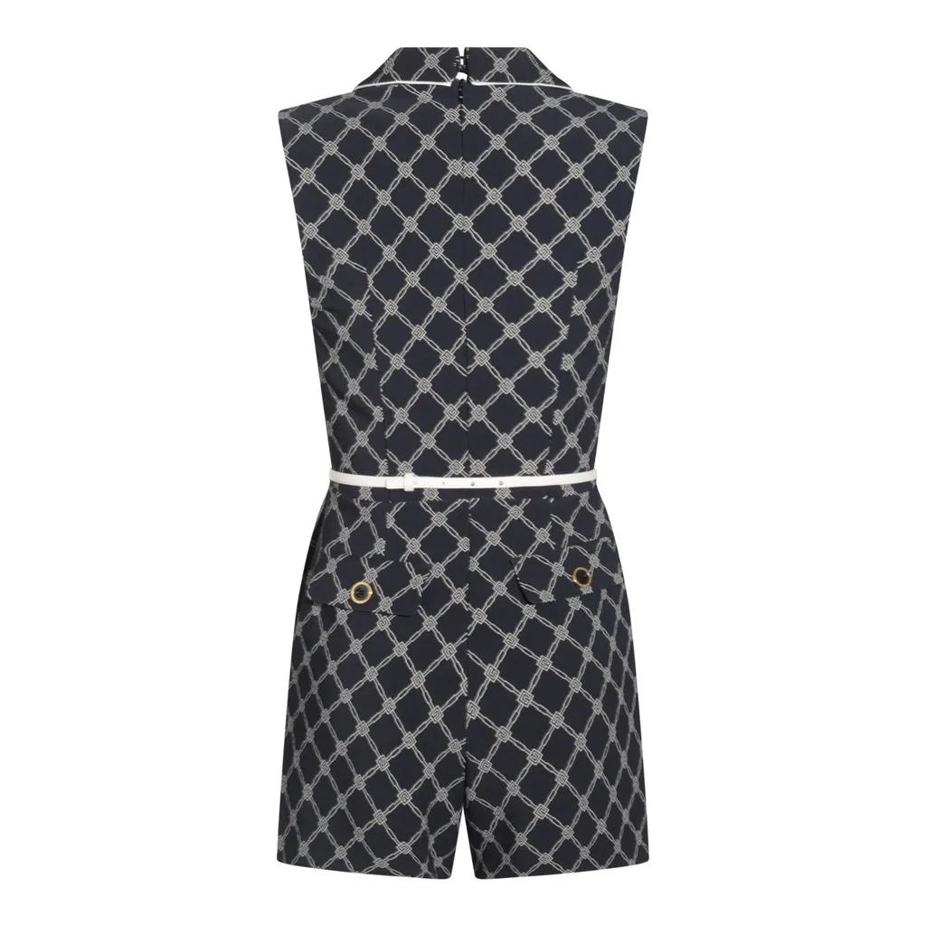 Diamond Printed Double-Breasted Jumpsuit